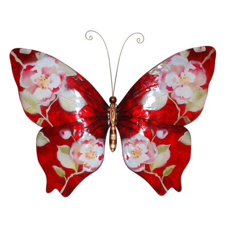 EANGEE HOME DESIGN Butterfly Wall Decor with Flowers, Red & White m2013